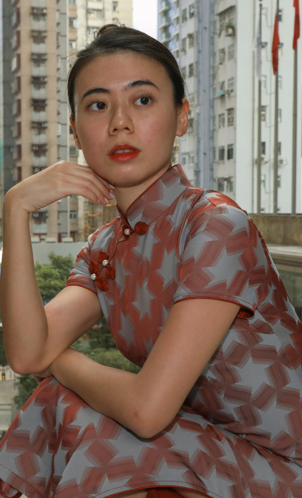 RETRO REDSHIFT SATIN-BLEND CHEONGSAM