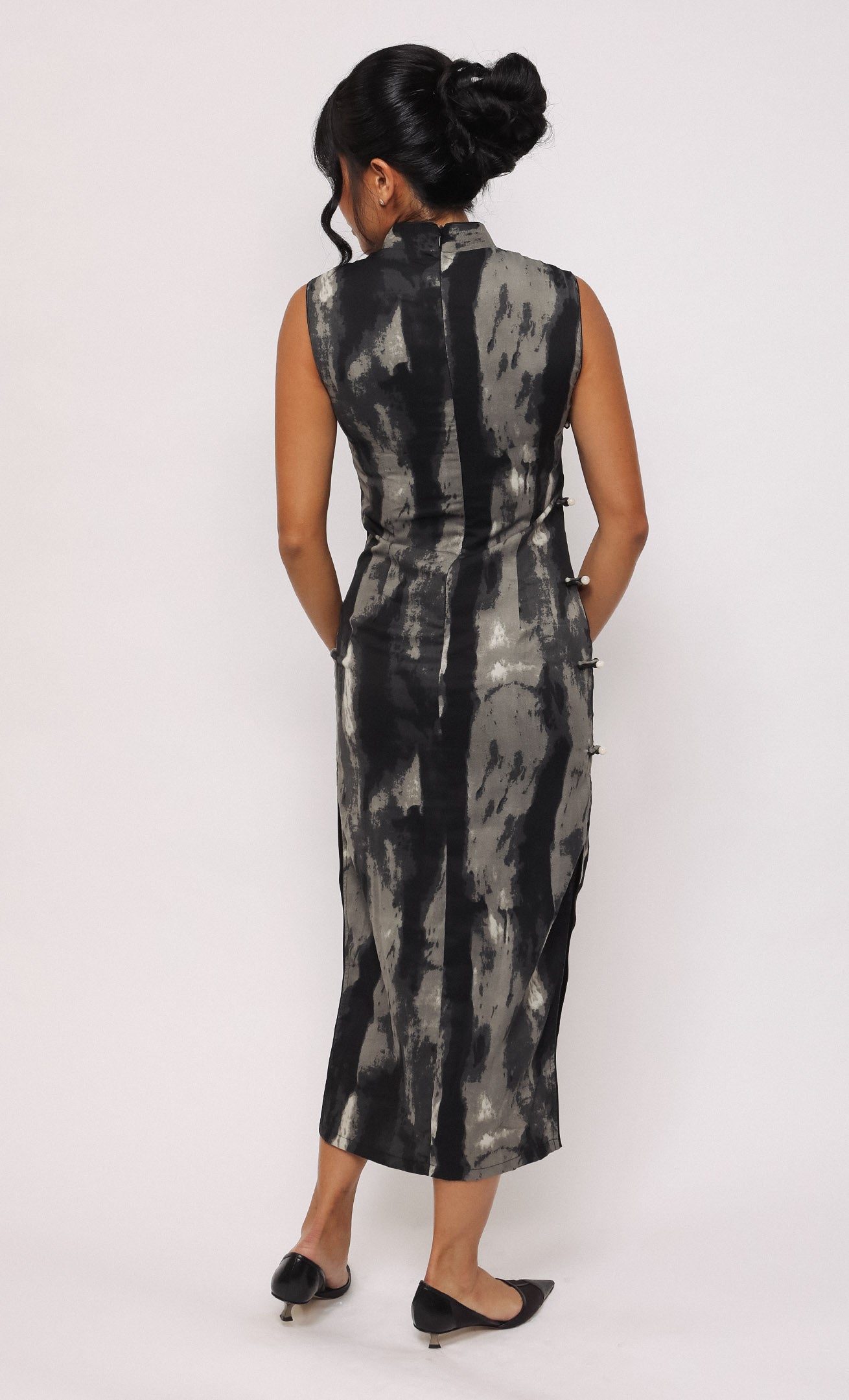INK WASH SATIN-BLEND CHEONGSAM