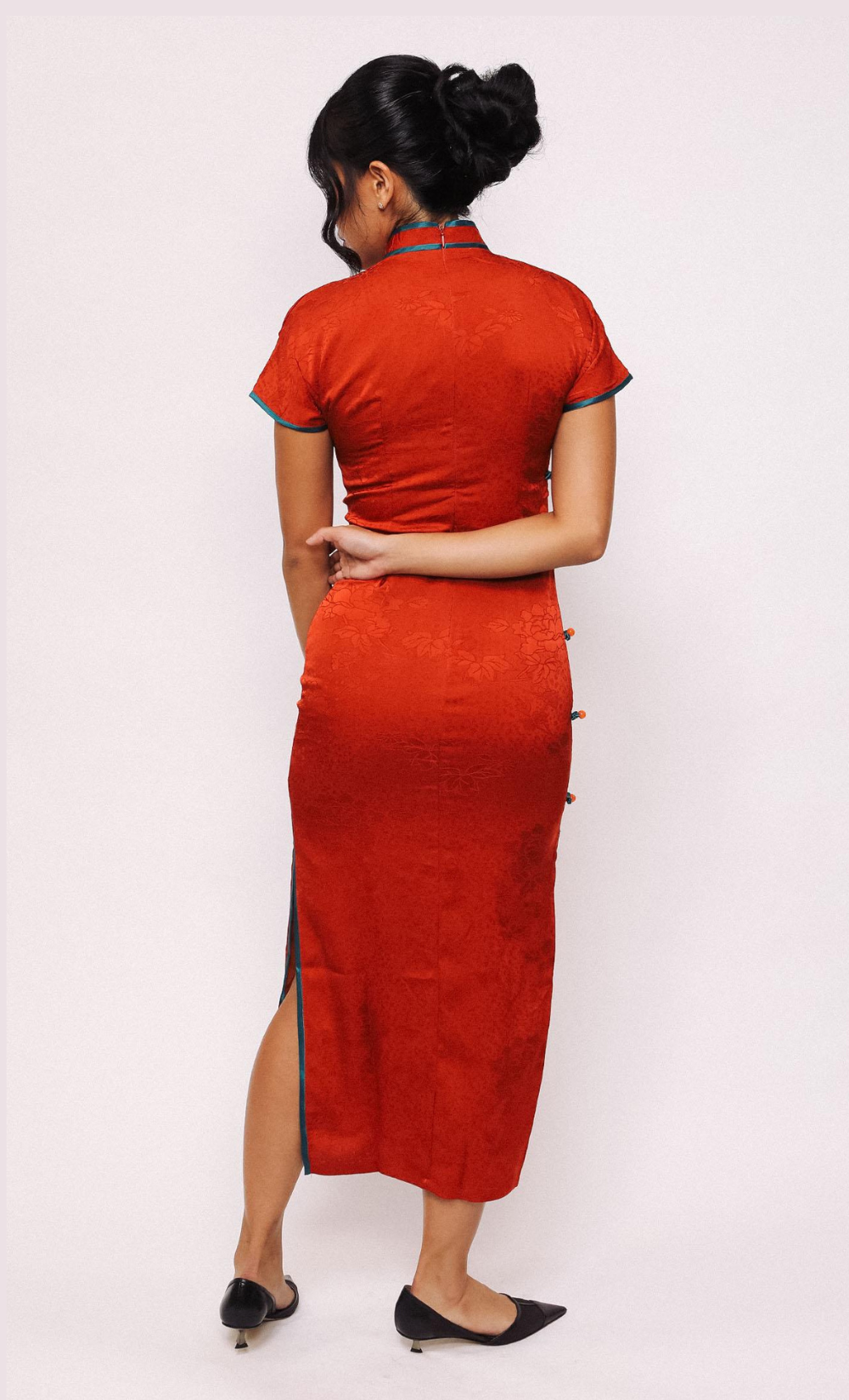 TANGERINE BLOOM SILK-BLEND CHEONGSAM