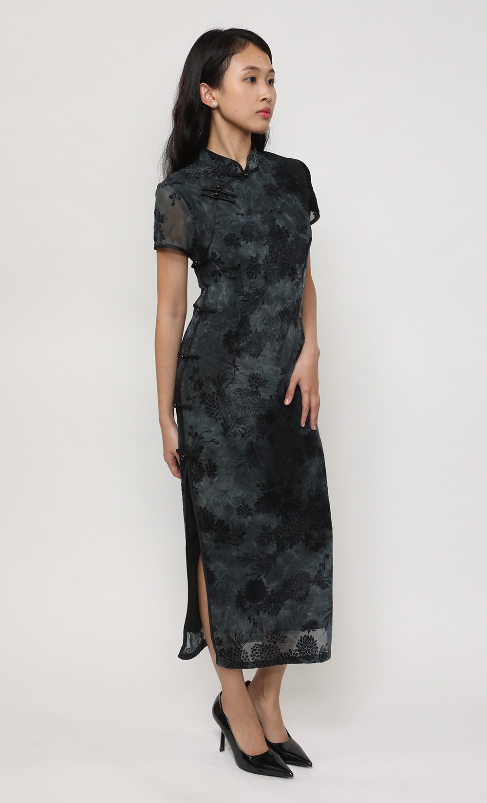 PEONY SHEER SILK-BLEND CHEONGSAM