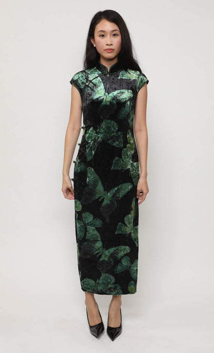 EMERALD BUTTERFLY VELVET CHEONGSAM