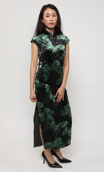 EMERALD BUTTERFLY VELVET CHEONGSAM