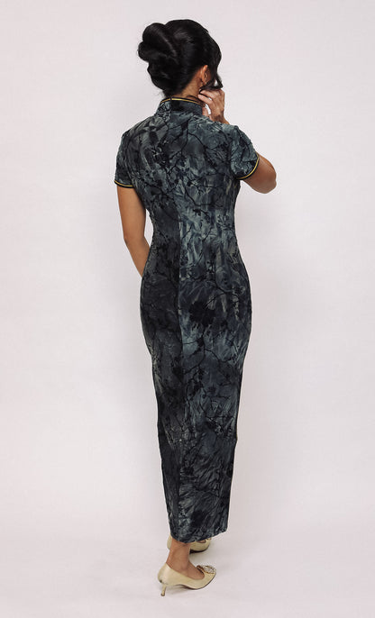 CINDER DUSK SILK-BLEND CHEONGSAM