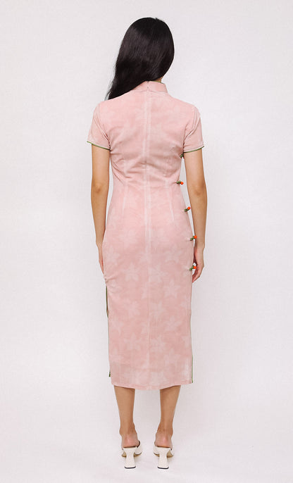 BLUSH PETAL SWISS-MESH CHEONGSAM