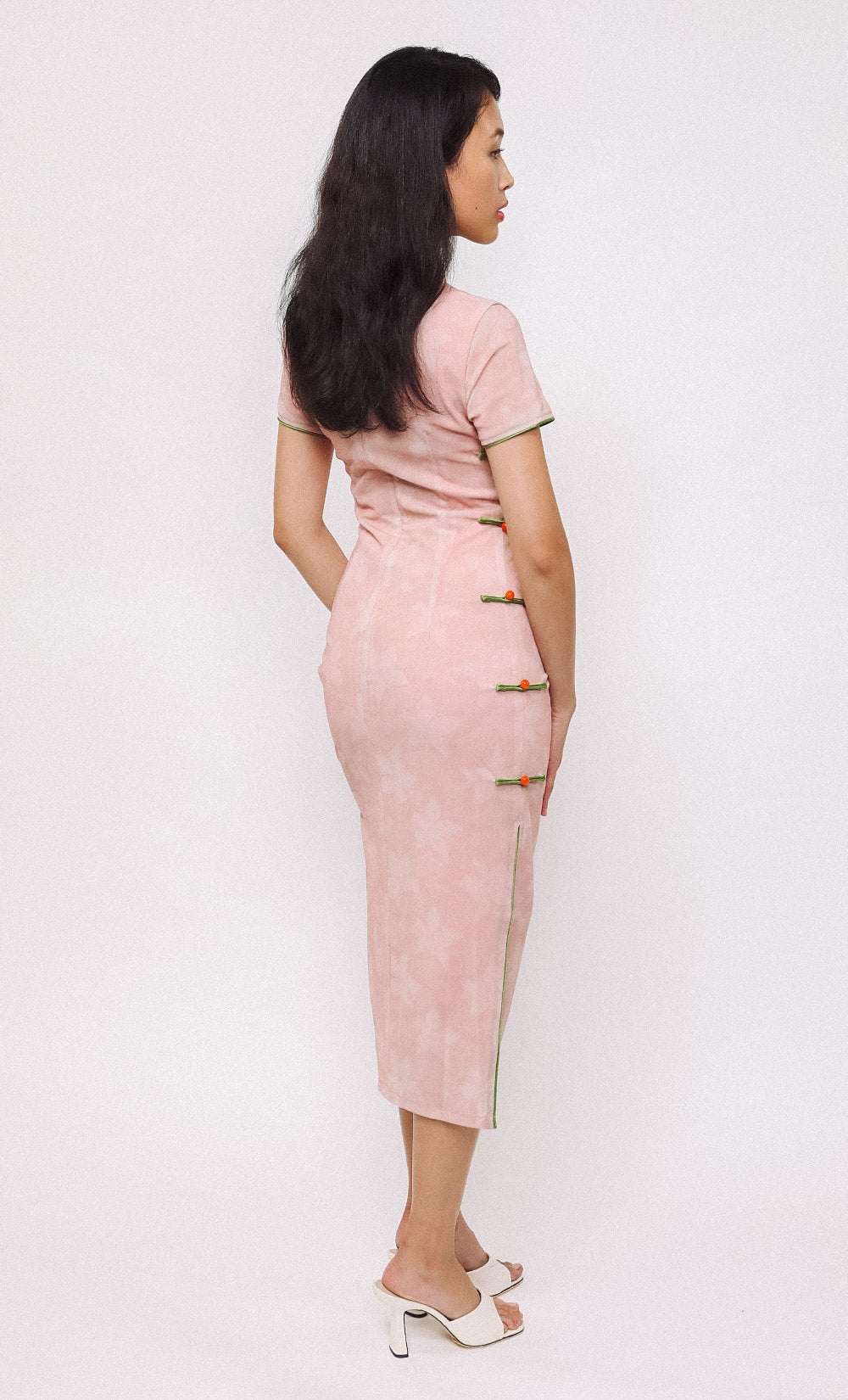 BLUSH PETAL SWISS-MESH CHEONGSAM