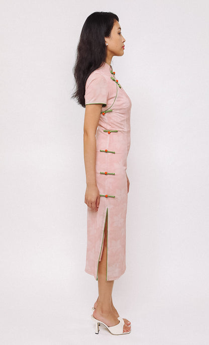 BLUSH PETAL SWISS-MESH CHEONGSAM