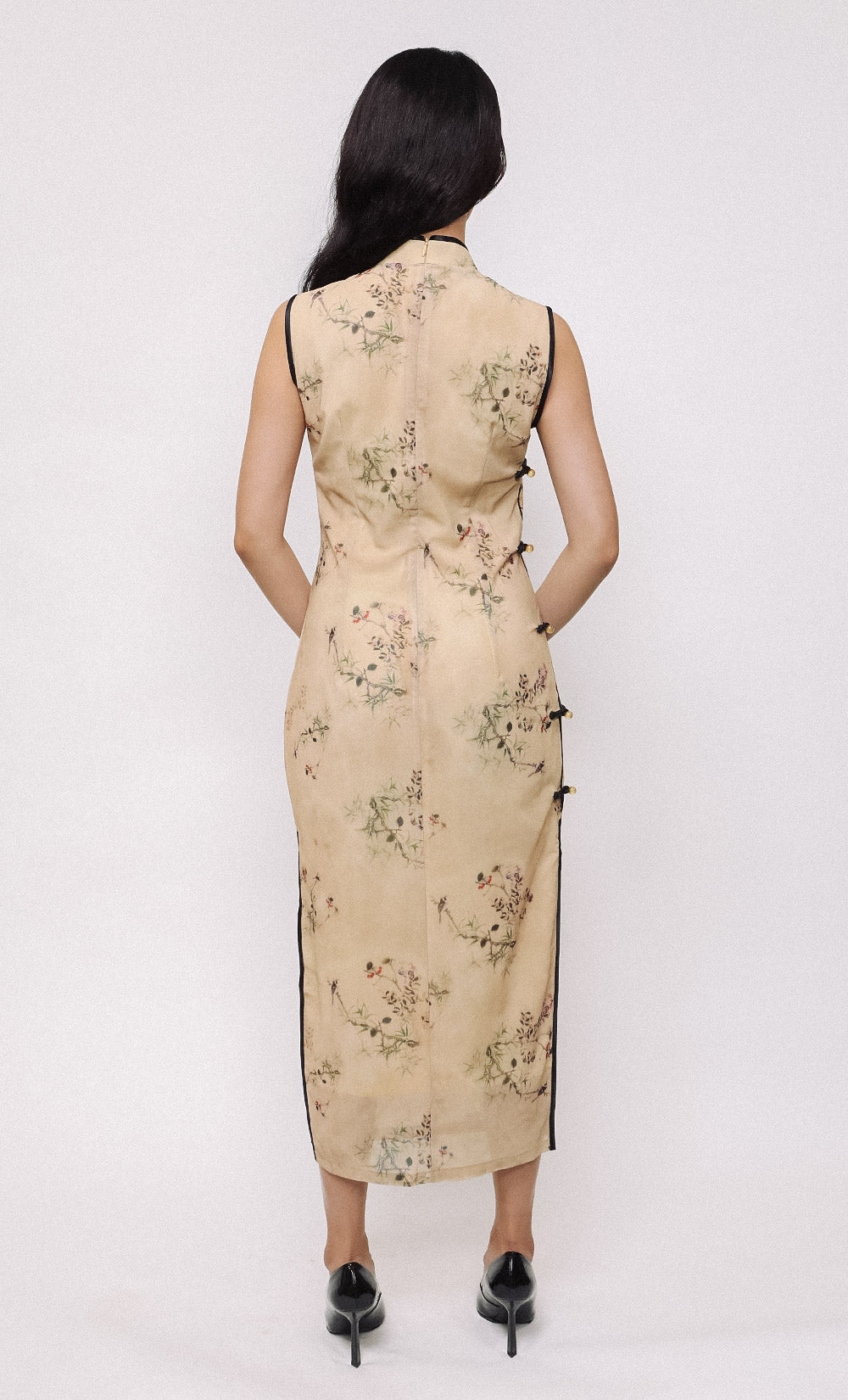 SABLE BOUGH SWISS-MESH CHEONGSAM