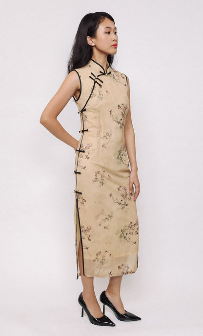 SABLE BOUGH SWISS-MESH CHEONGSAM