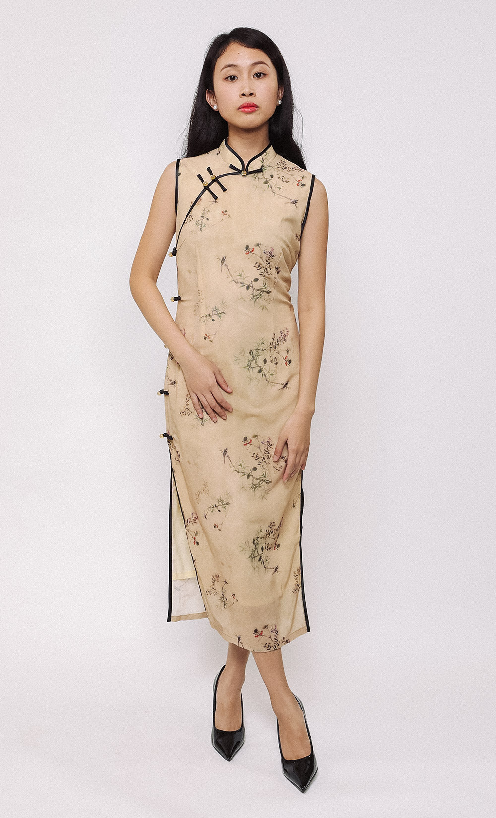 SABLE BOUGH SWISS-MESH CHEONGSAM