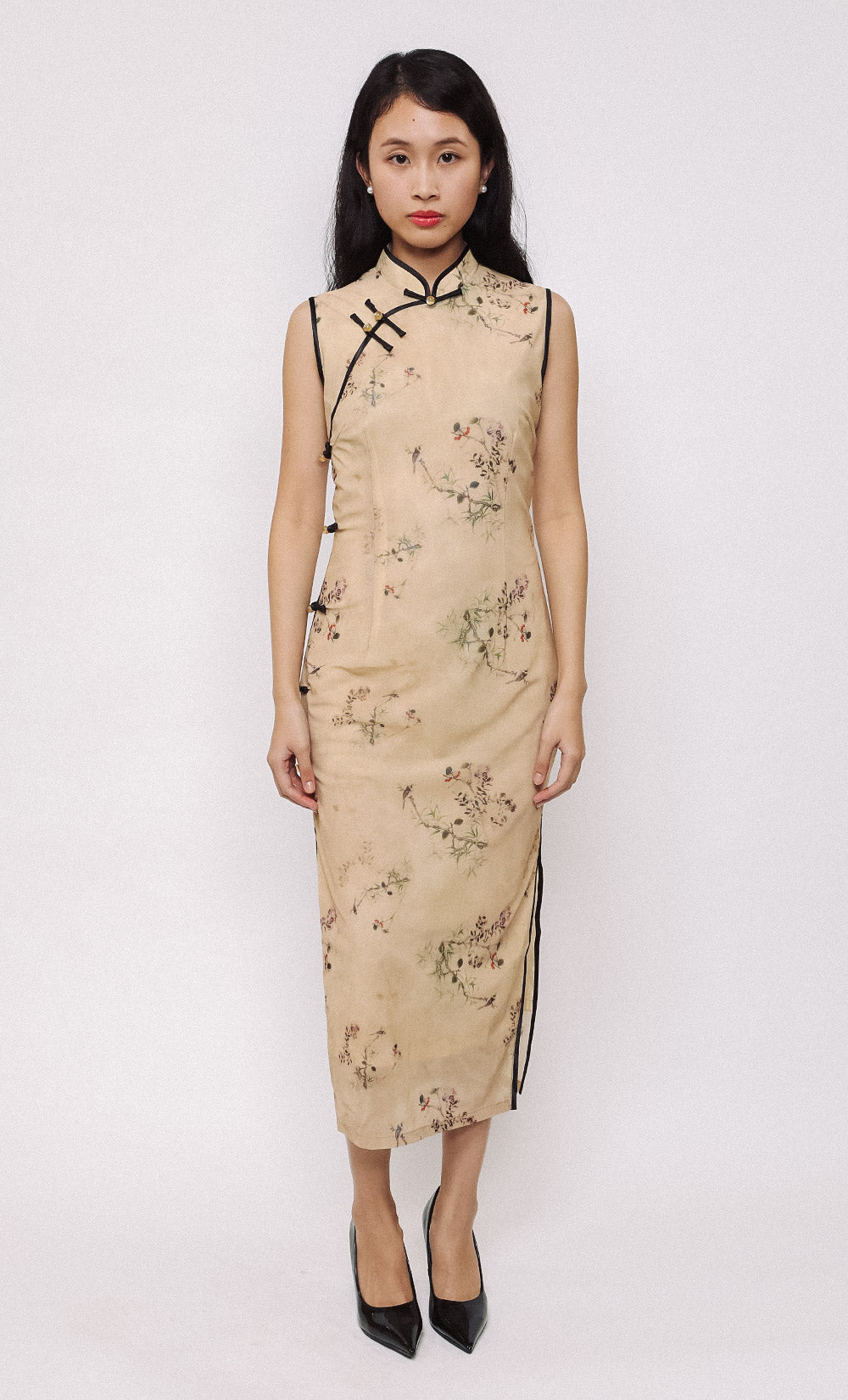 SABLE BOUGH SWISS-MESH CHEONGSAM