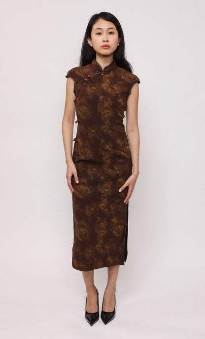 AMBER ROSE JACQUARD-BLEND CHEONGSAM