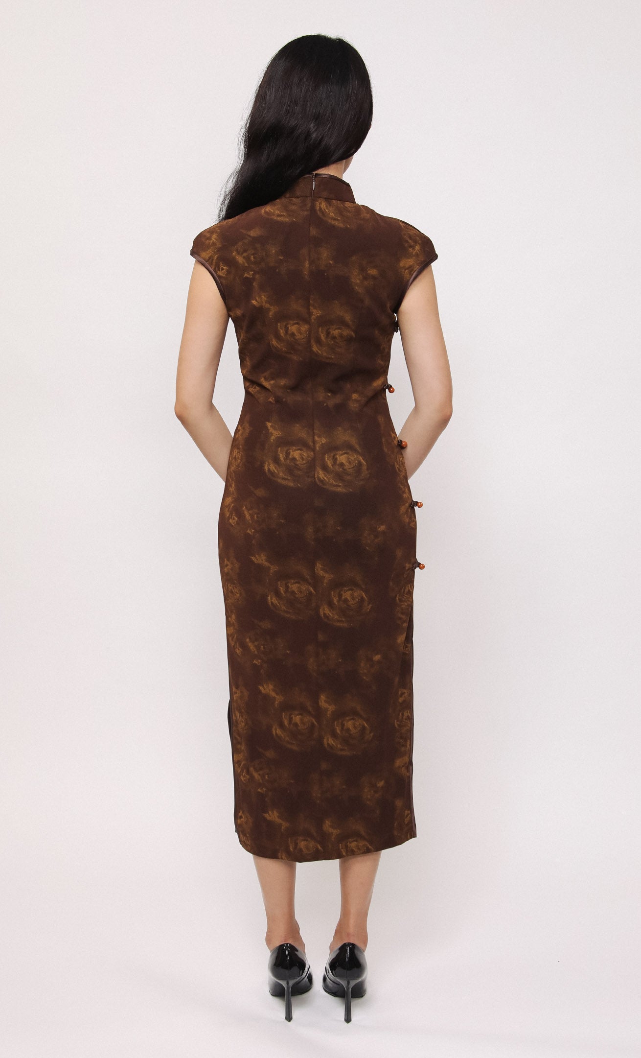 AMBER ROSE JACQUARD-BLEND CHEONGSAM