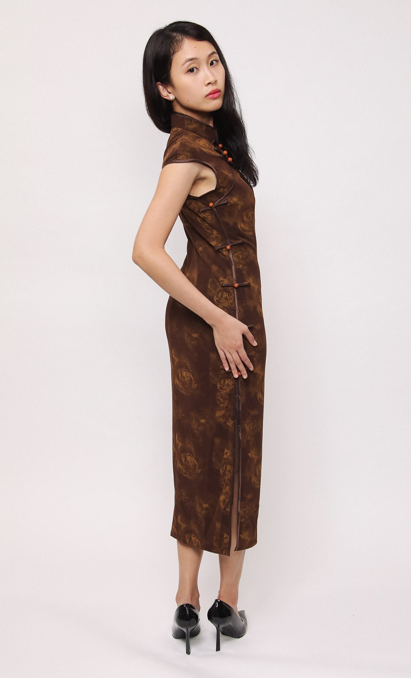 AMBER ROSE JACQUARD-BLEND CHEONGSAM