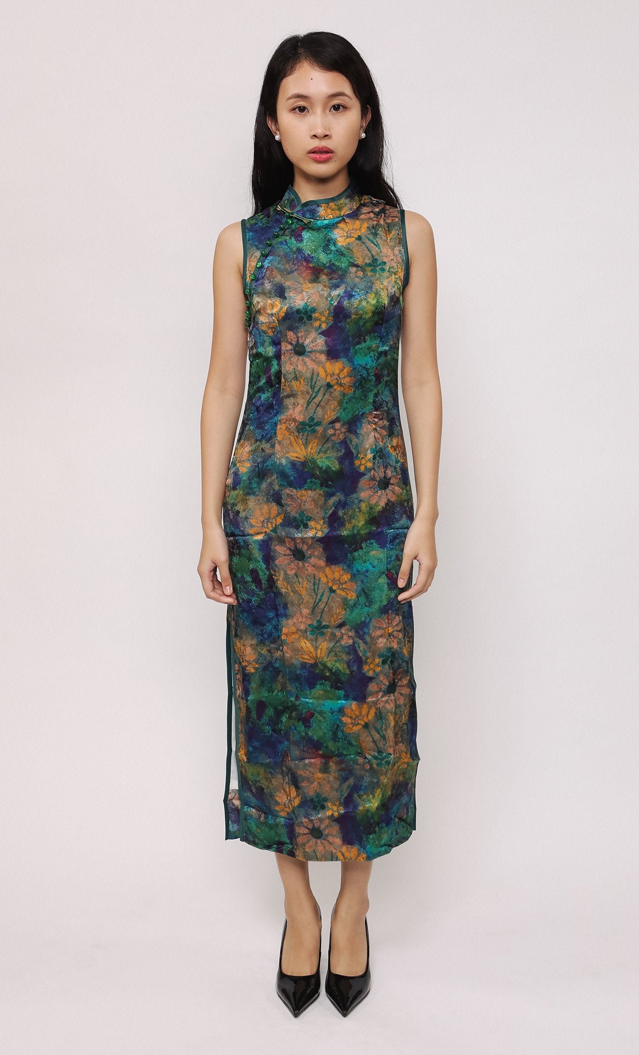 BOTANIC BLOOM SILK-BLEND CHEONGSAM