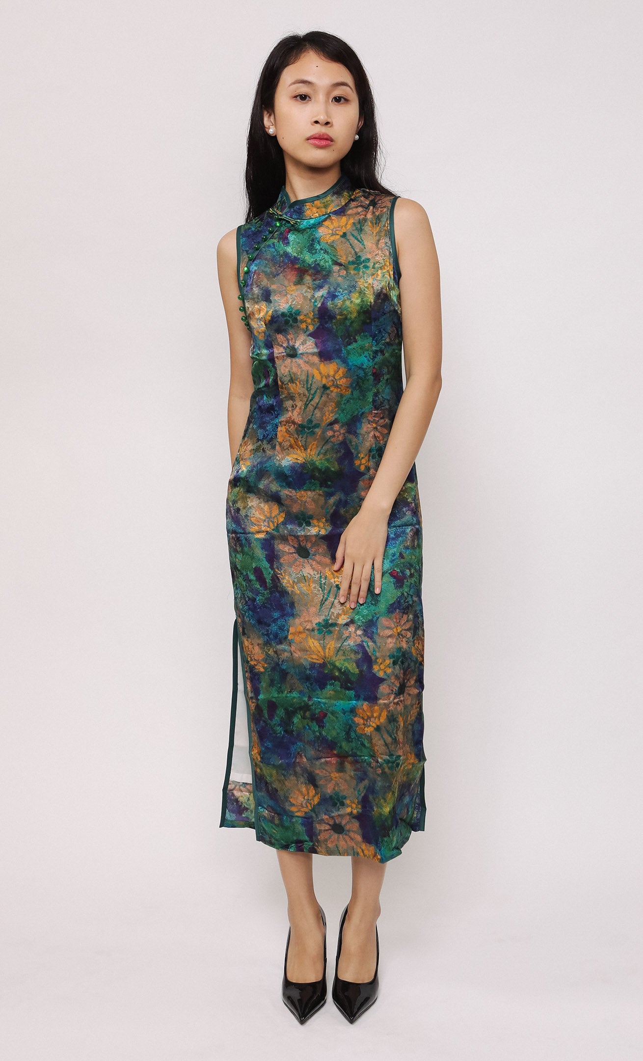 BOTANIC BLOOM SILK-BLEND CHEONGSAM
