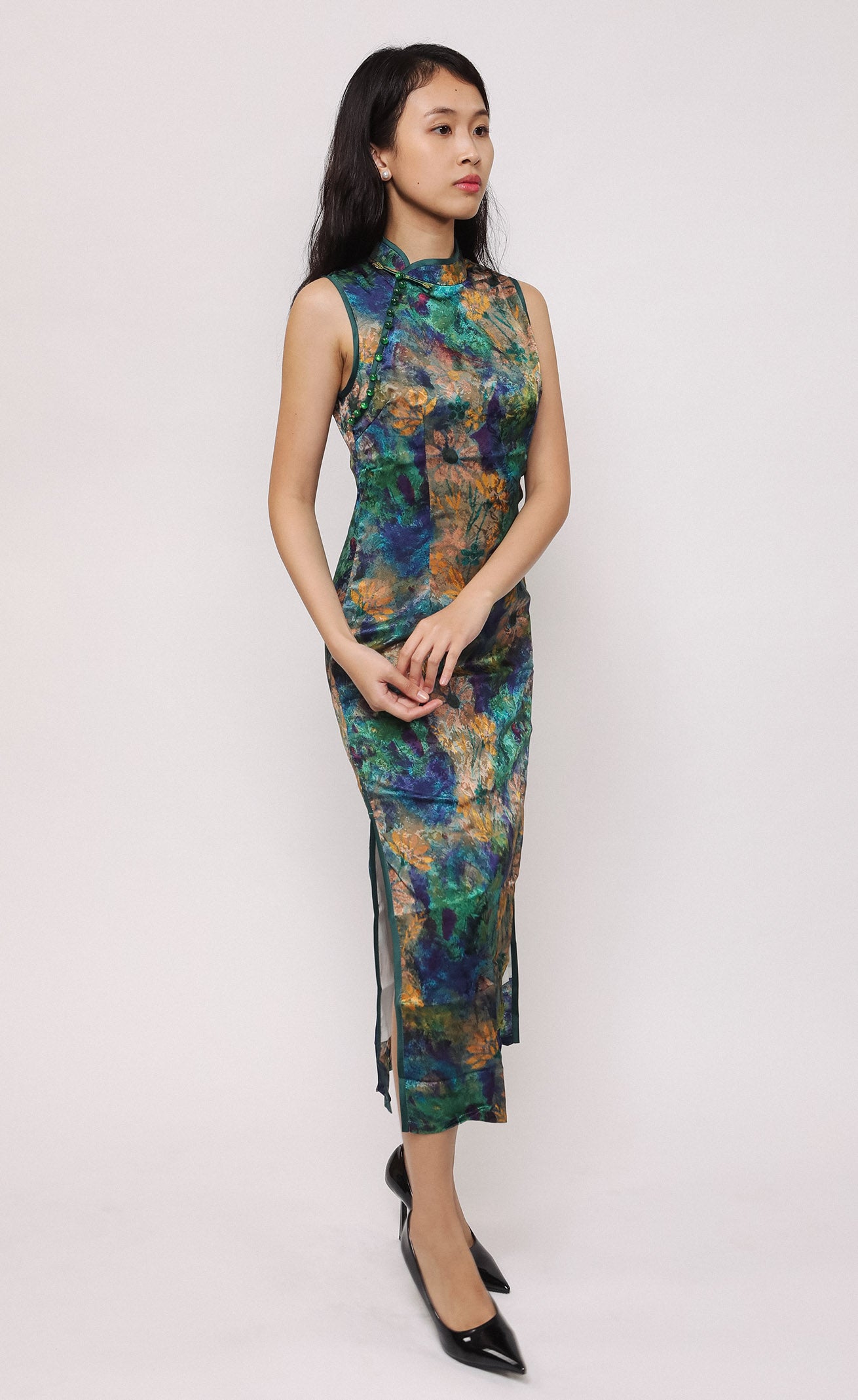 BOTANIC BLOOM SILK-BLEND CHEONGSAM