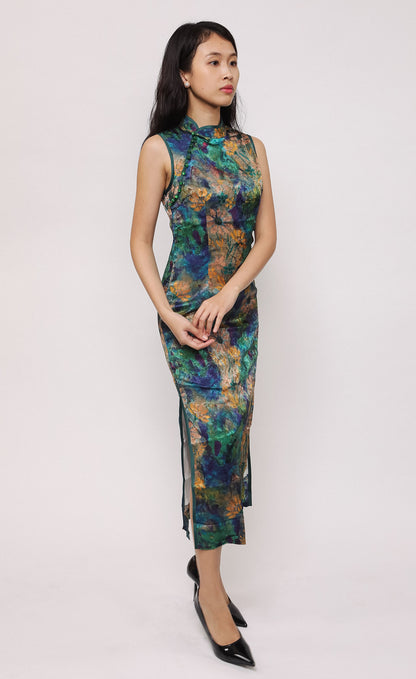 BOTANIC BLOOM SILK-BLEND CHEONGSAM