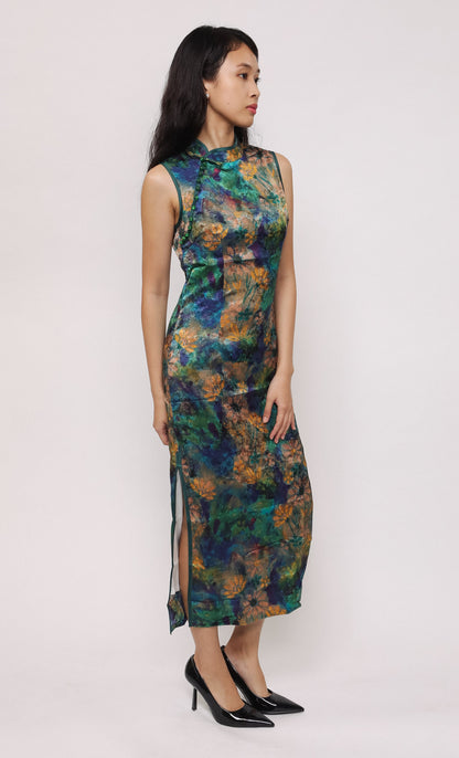 BOTANIC BLOOM SILK-BLEND CHEONGSAM
