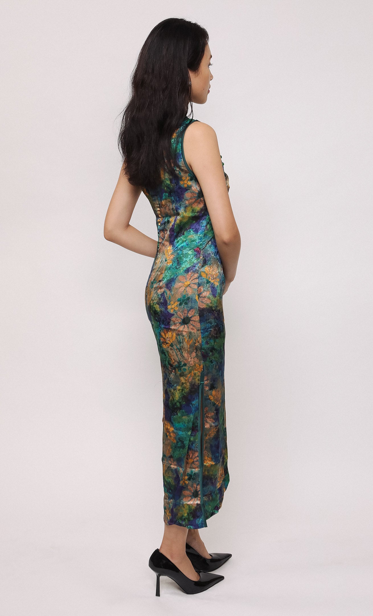BOTANIC BLOOM SILK-BLEND CHEONGSAM