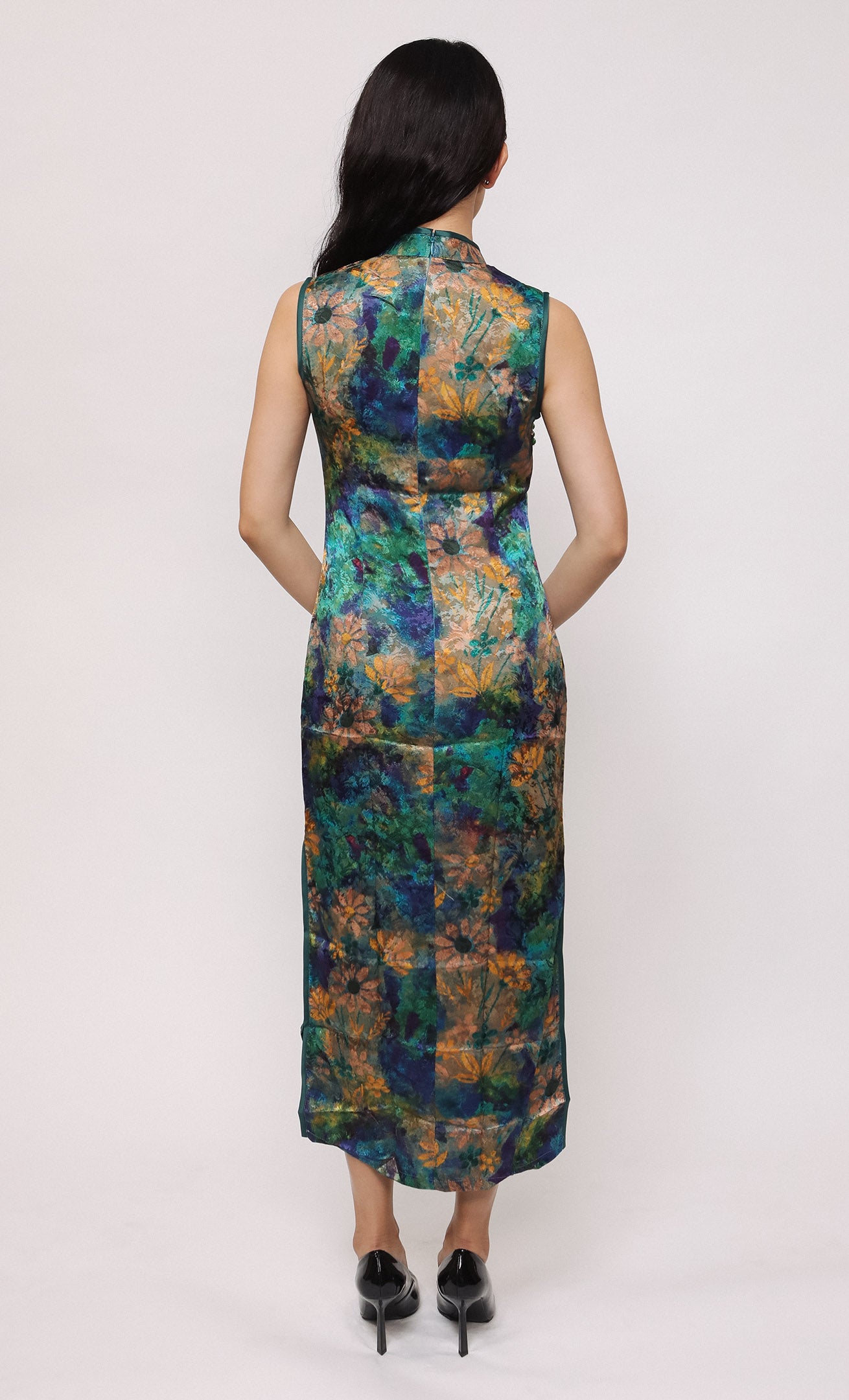 BOTANIC BLOOM SILK-BLEND CHEONGSAM