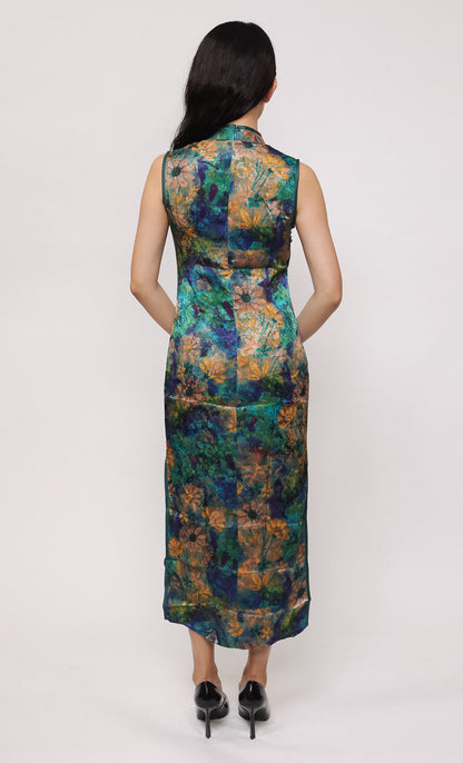 BOTANIC BLOOM SILK-BLEND CHEONGSAM