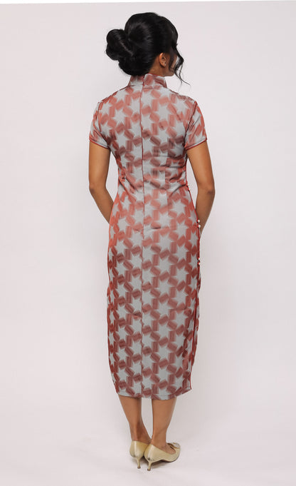 RETRO REDSHIFT SATIN-BLEND CHEONGSAM