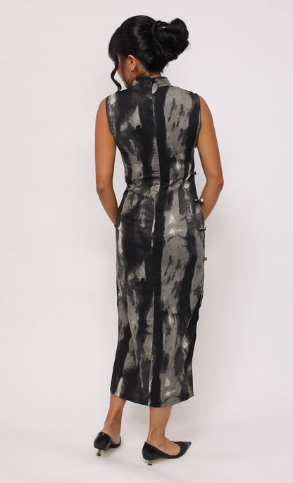 INK WASH SATIN-BLEND CHEONGSAM